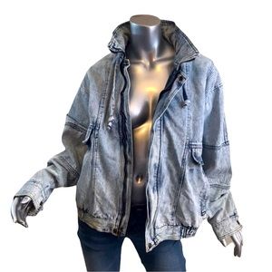 Horizon Vintage Acid Wash Cotton Denim Jean Jacket Size Large Full Zip Up.